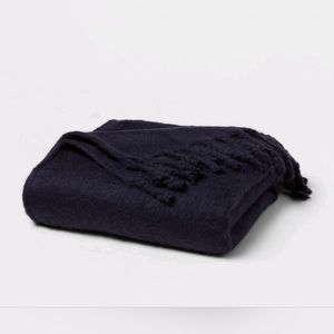 Faux Mohair Bed Throw Navy - Threshold 60x80